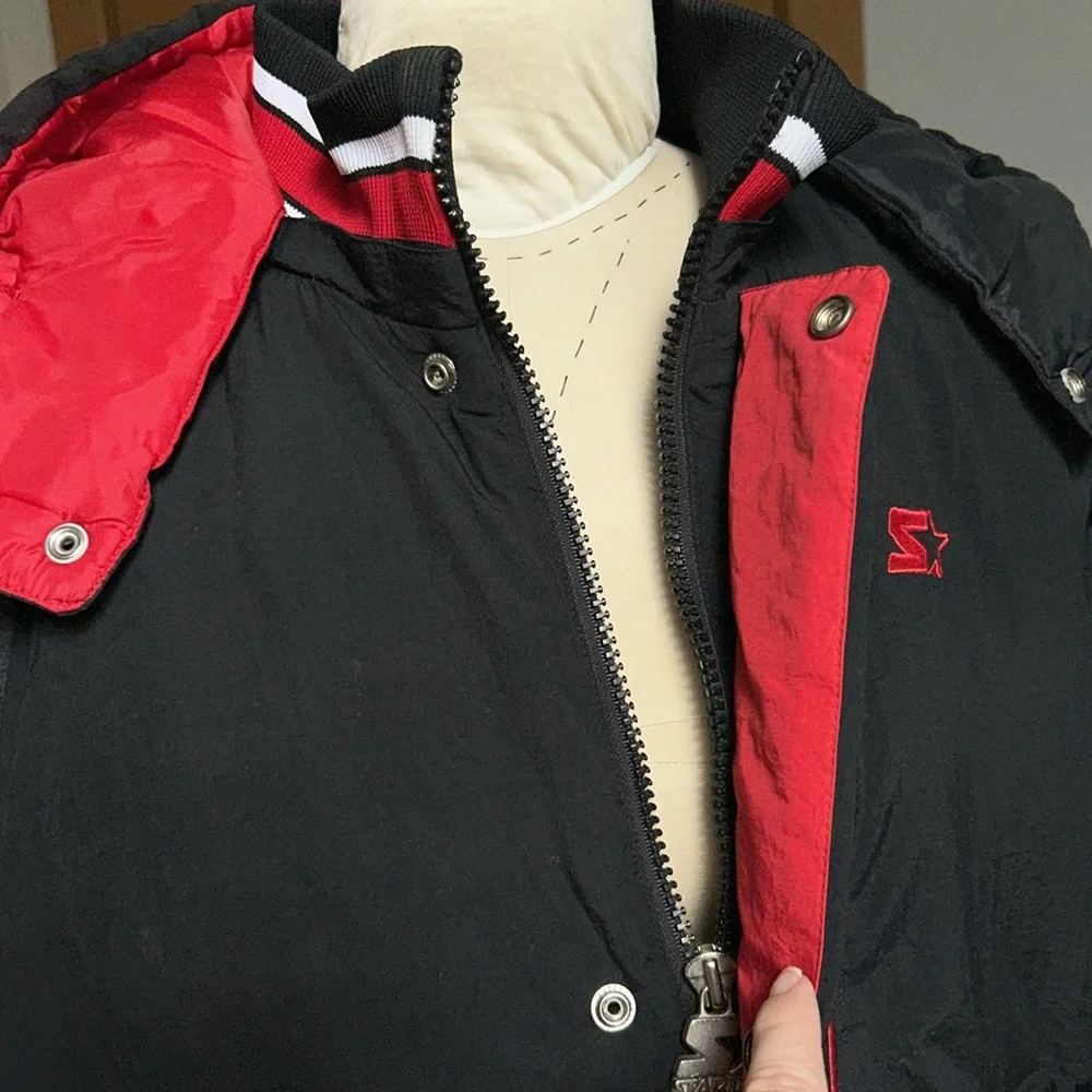Vintage Chicago Bulls Starter Jacket‎ Pullover Detachable Hood Black/Red XL